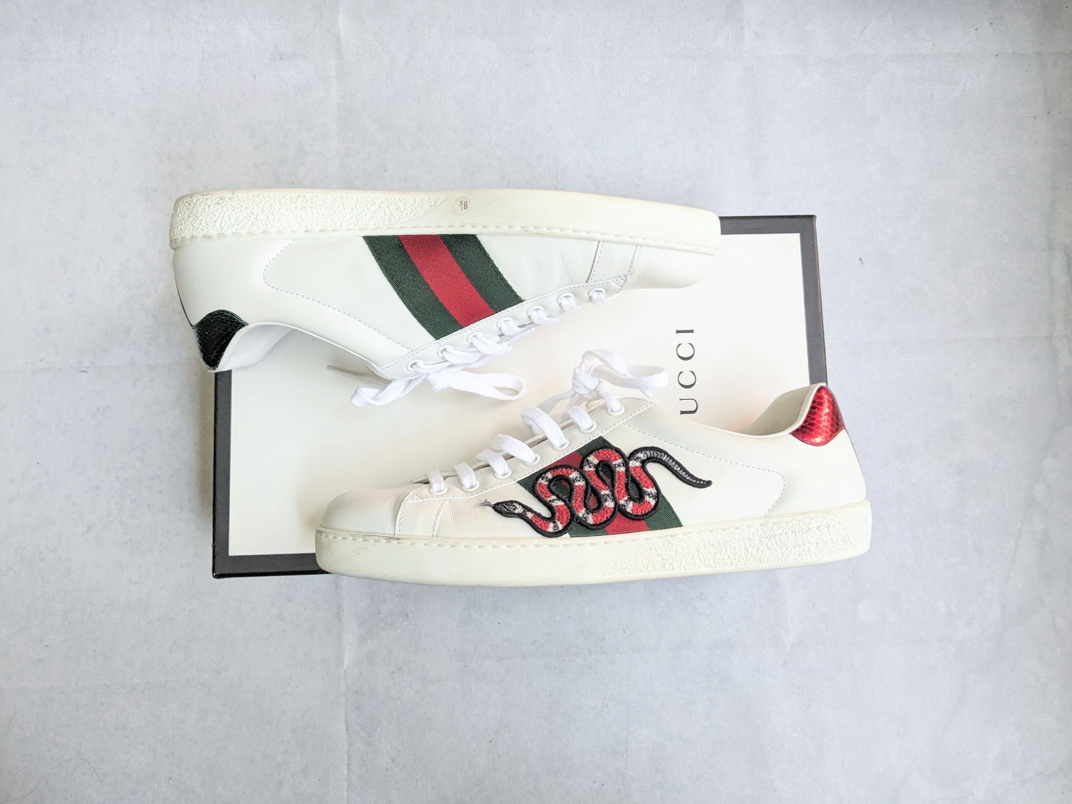 Gucci Gucci Ace Sneakers Snake 10 White Low Tops Leather Size US 10 / EU 43 - 4 Thumbnail
