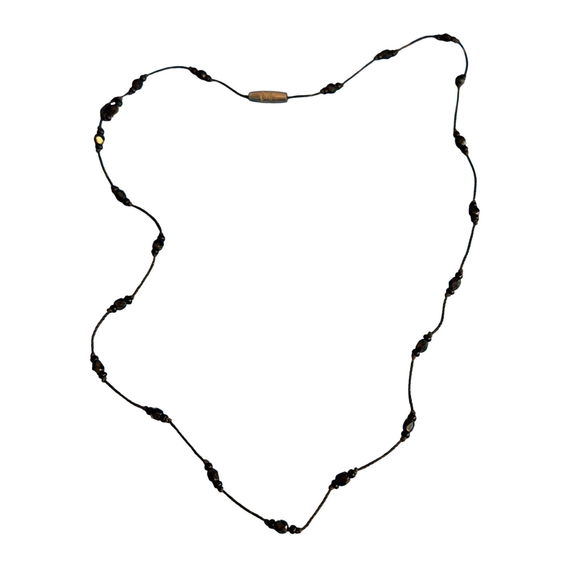 Other Vintage Black Glass Bead Choker Collar Necklace Cord Screw B Size ONE SIZE - 3 Thumbnail