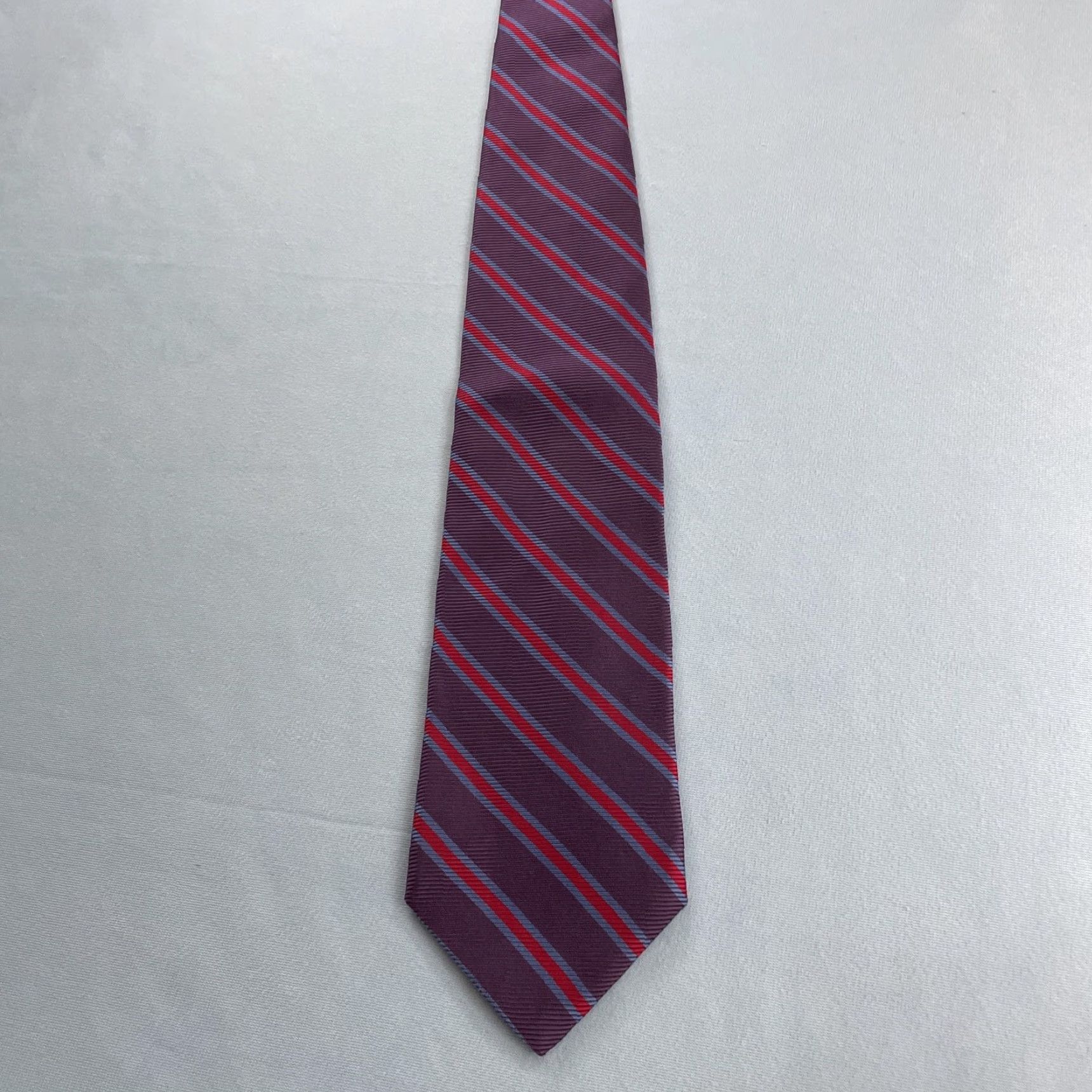 Brooks Brothers VINTAGE Brooks Brothers Makers Silk Tie Stripe Purple Blue Red Repp NeckTie 4x57 Handmade USA 100% Silk Woven Tie Capsule Wide Necktie Mens Size ONE SIZE - 3 Thumbnail