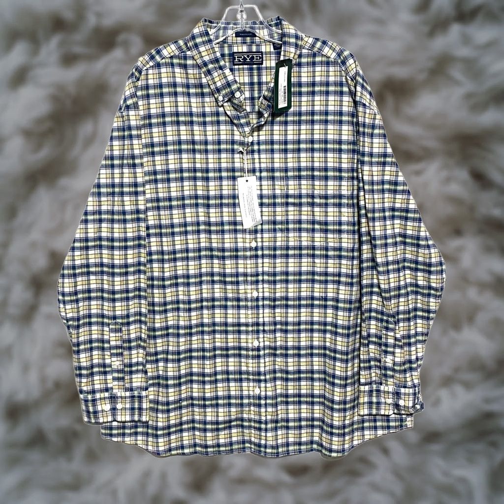 Vintage VINTAGE Rye Button Down Oxford Blue Plaid Shirt Mens 2XL Short Preppy Office Classic NWT Size US XXL / EU 58 / 5 - 1 Thumbnail