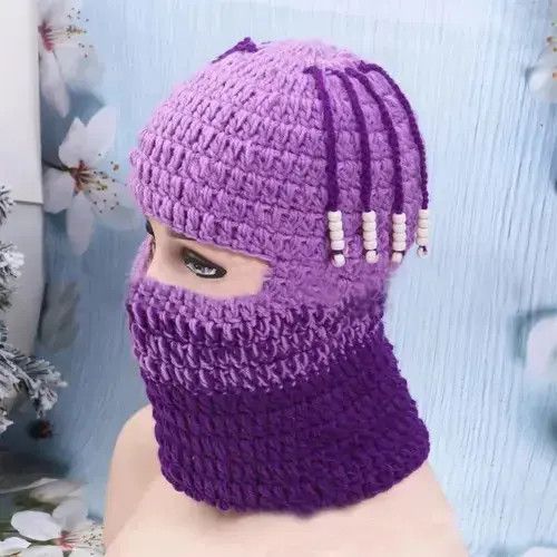 Other Knit Balaclavas Purple Tass Beanies Hat Size ONE SIZE - 2 Thumbnail
