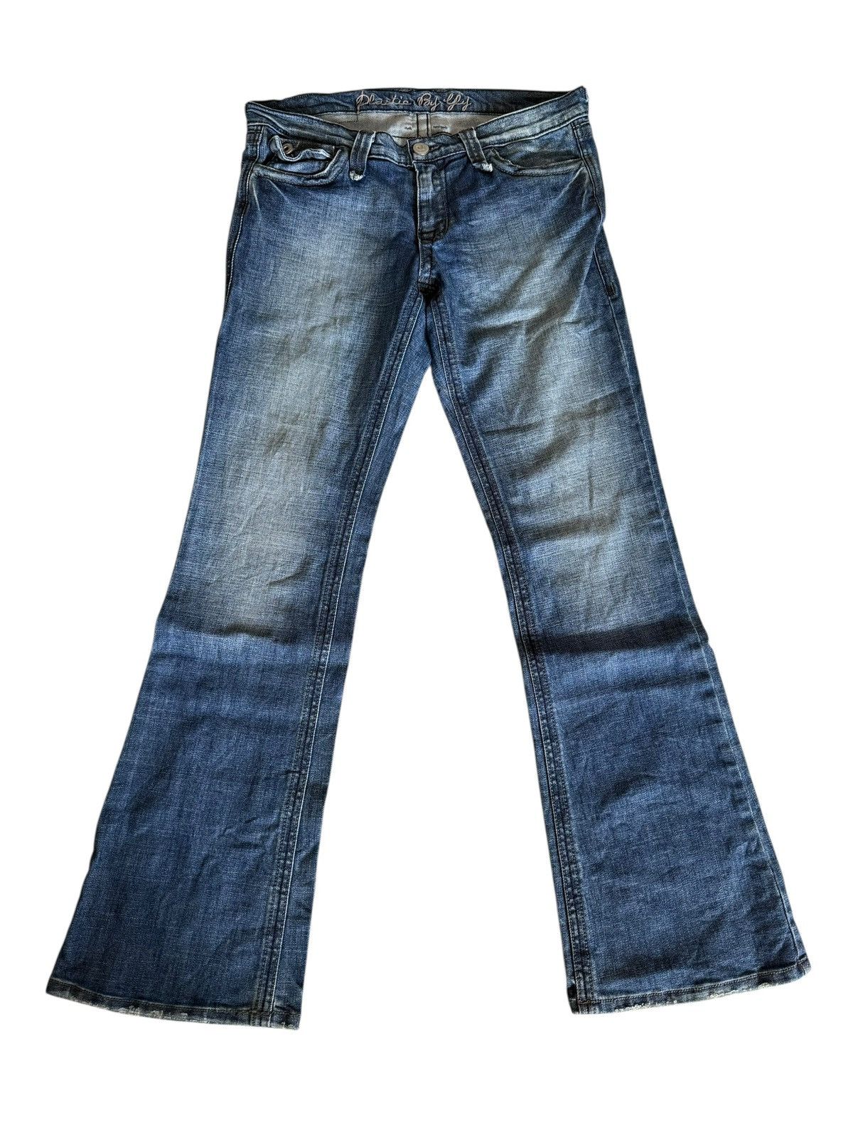 Tornado Mart Flared Jeans Plastic Boy Gly USA Made Nice Design Denim Size US 33 - 3 Thumbnail
