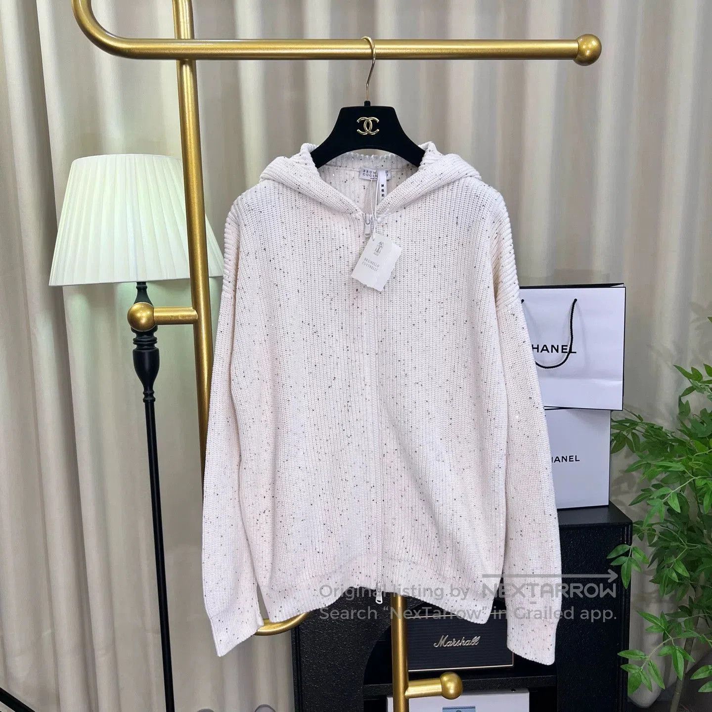 Brunello Cucinelli Brunello Cucinelli White Sequin Knit Hoodie. Size US S / EU 44-46 / 1 - 1 Thumbnail
