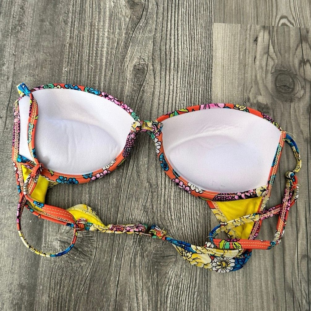 Other no brand floral pushup bikini swimsuit top orange yellow Size S / US 4 / IT 40 - 3 Thumbnail