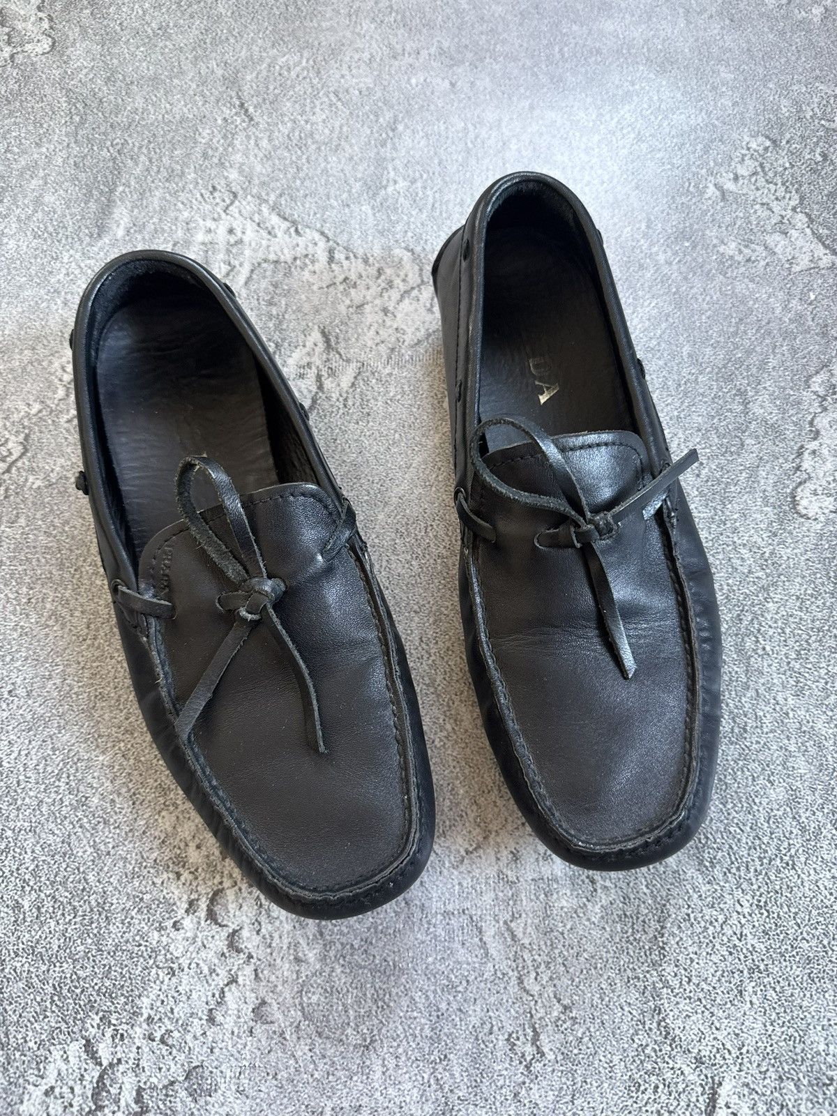 Prada Prada retro black leather low top shoes loafers casual Size US 5.5 / IT 35.5 - 2 Thumbnail