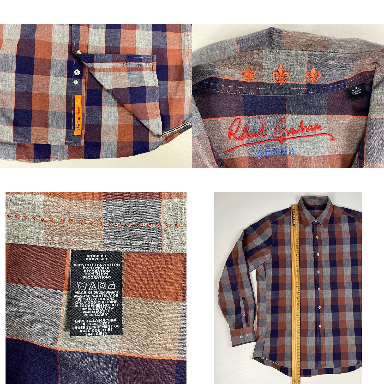 Robert Graham Robert Graham Jeans Men’s Button-Up Casual Shirt L Multi-Color Plaid Long Sleeve 100% Cotton Size US L / EU 52-54 / 3 - 8 Thumbnail