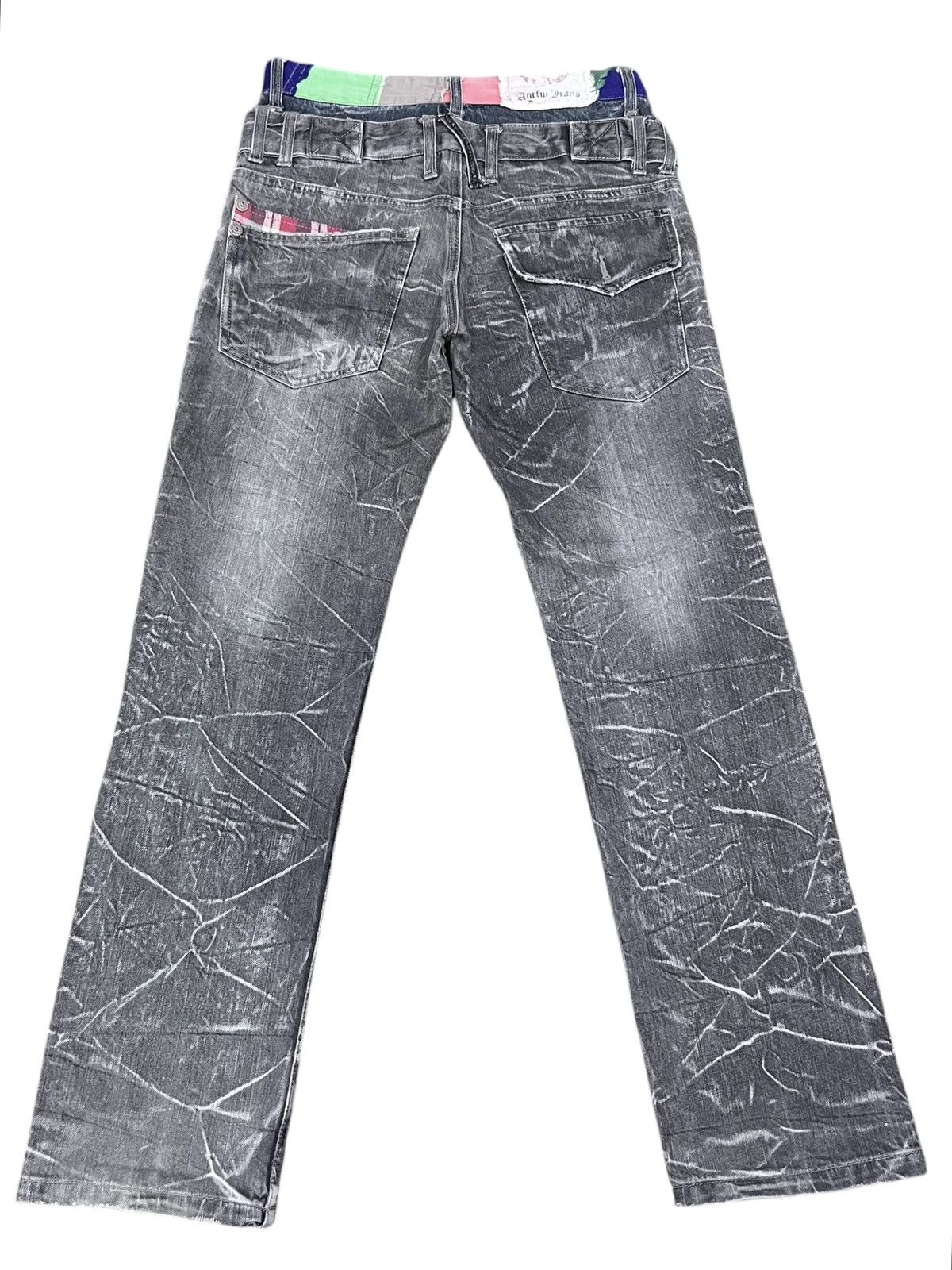 Japanese Brand 🔥PUNK Double Waist Grunge Bondage Zippers Acid Wash Denim Size US 29 - 4 Thumbnail