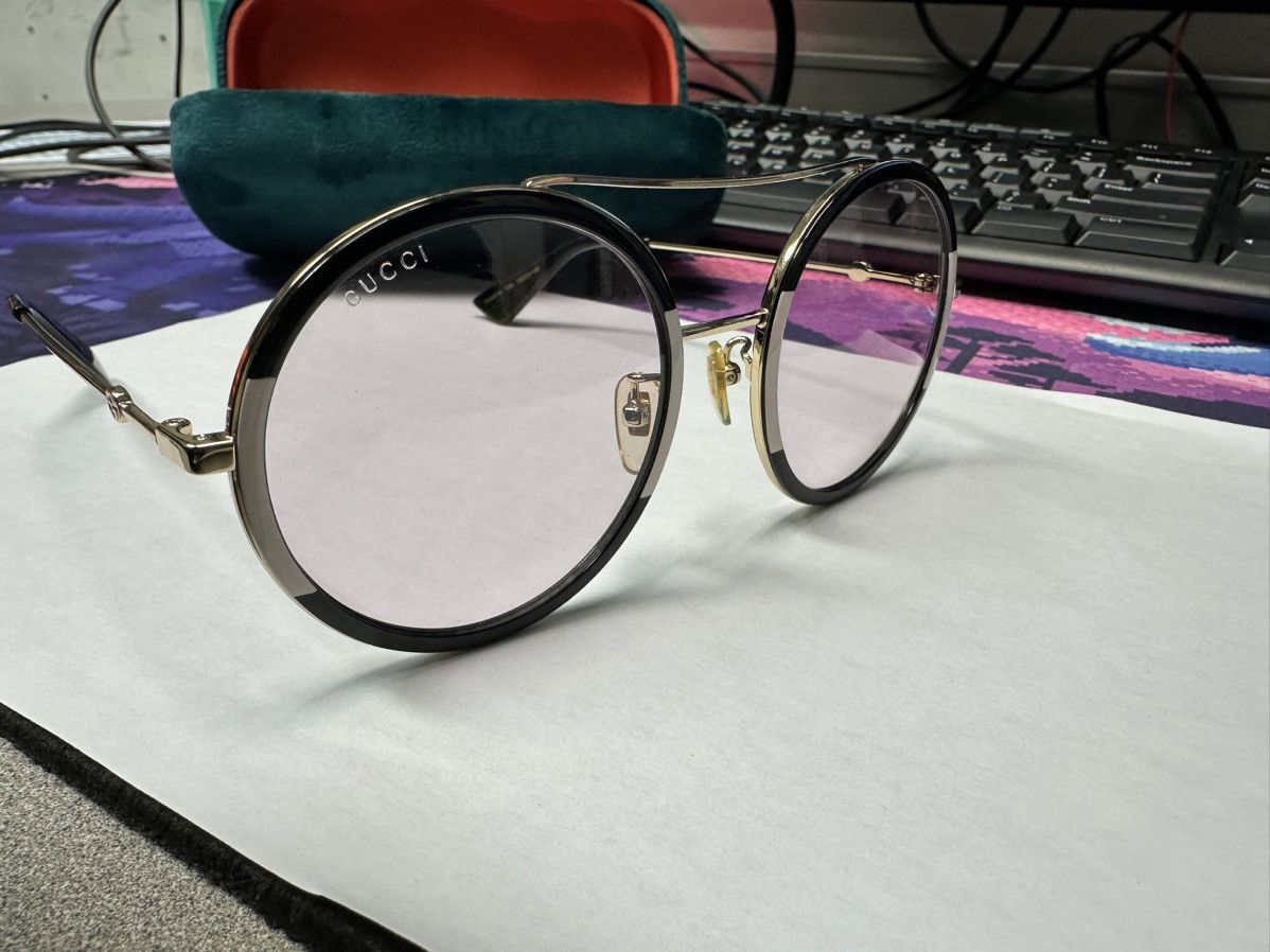 Gucci Gucci Black and White Round Light Tint Sunglasses Size ONE SIZE - 9 Thumbnail