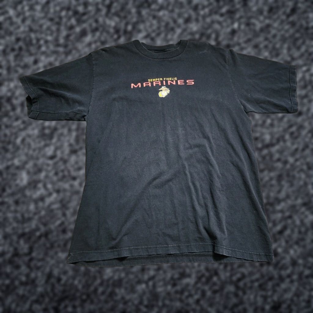 Vintage VINTAGE The Cotton Exchange Mens T-Shirt Black XL Semper Fi Fidelis Marines Graphic Crew Neck 100% Cotton USA Made Mens Size US XL / EU 56 / 4 - 1 Thumbnail