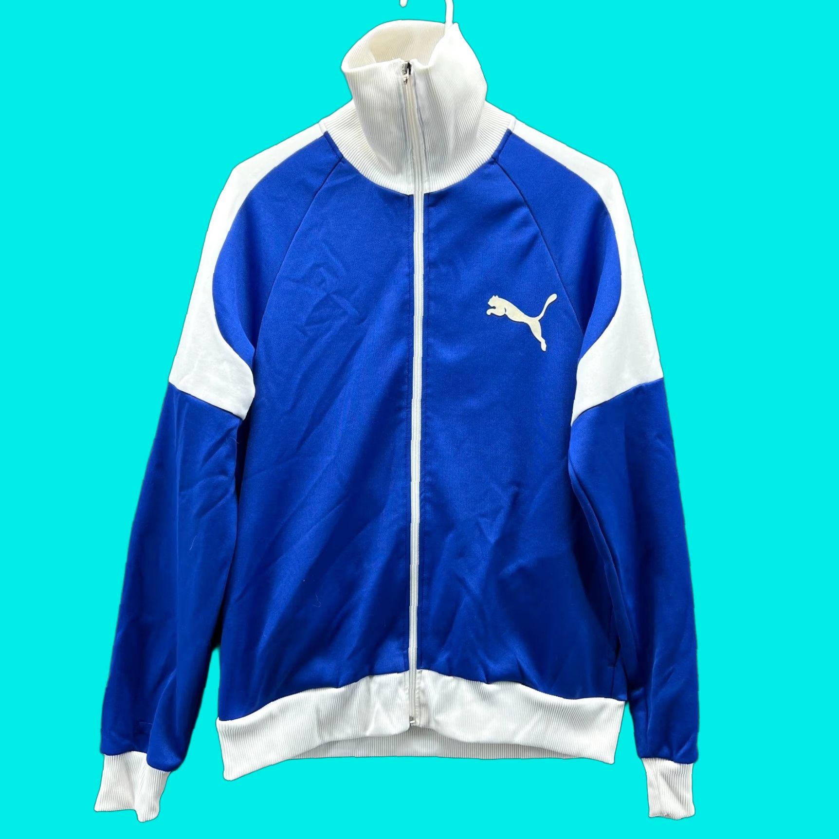 Puma Vtg Puma Track Jacket Women Medium Blue Full Zip High Neck Windbreaker Logo Athletic Jacket Mens? Size M / US 6-8 / IT 42-44 - 1 Thumbnail