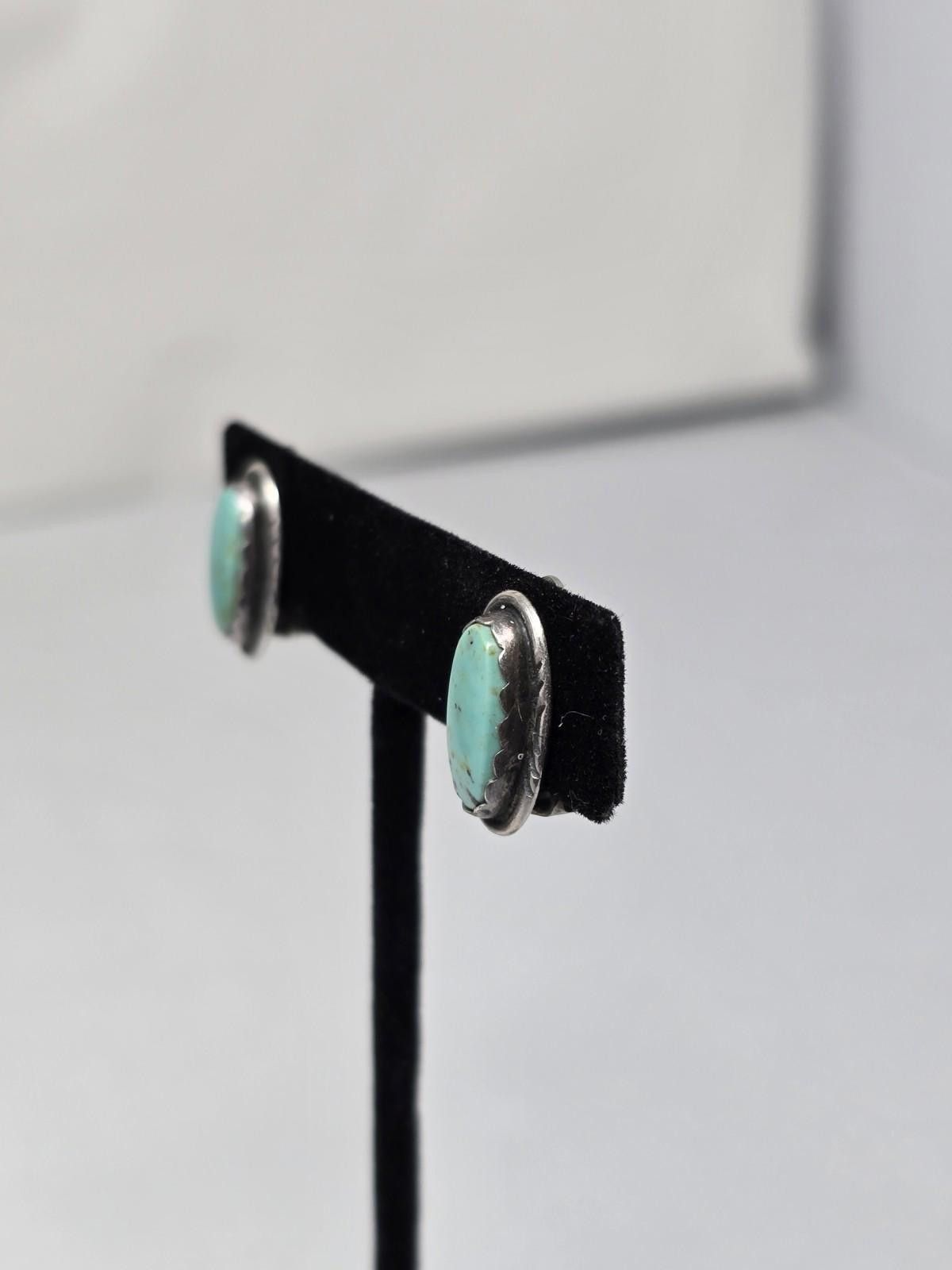 Other Native American Sterling Silver Turquoise Clip Earrings Size ONE SIZE - 4 Thumbnail
