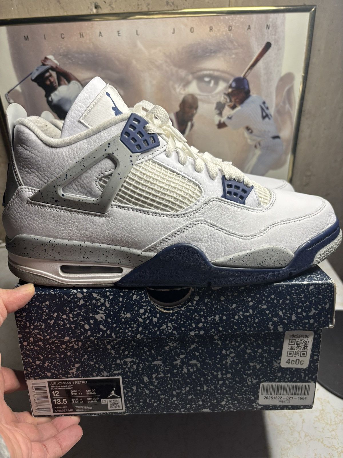 Jordan Brand Air Jordan 4 Retro midnight Navy Size US 12 / EU 45 - 1 Thumbnail