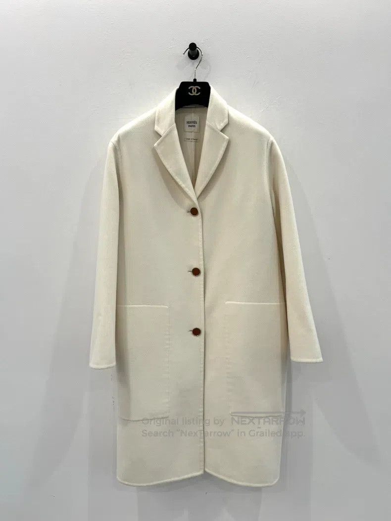 Hermes Hermes White cashmere women's coat Size XS / US 0-2 / IT 36-38 - 1 Thumbnail