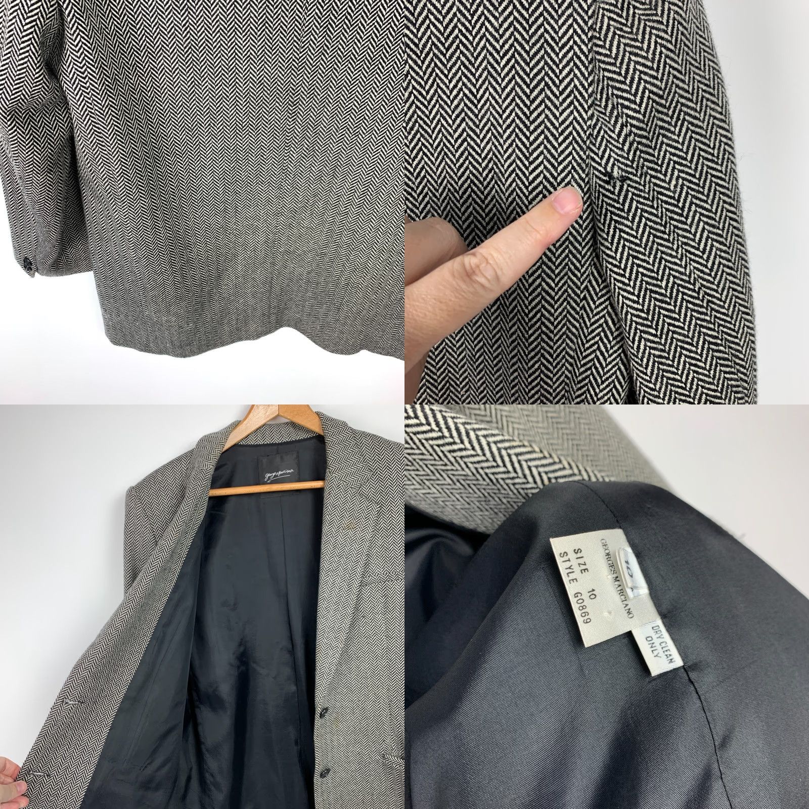 Vintage Vintage Georges Marciano Guess Black White Wool Herringbone Blazer Womens 10 Blazer Suit Jacket 10 Wool 90s Mens Womens Size L / US 10 / IT 46 - 8 Thumbnail