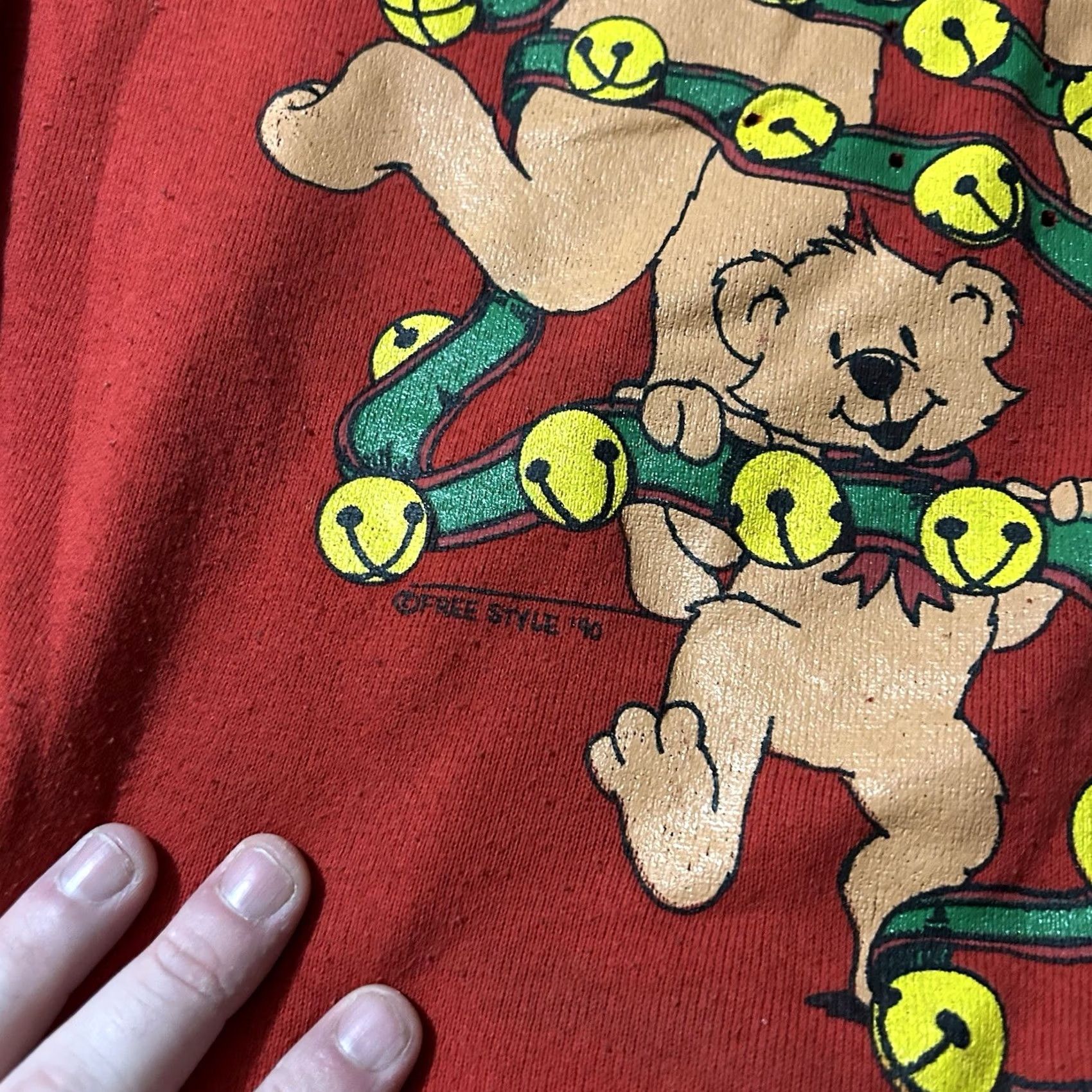 Vintage VINTAGE 90s Screen Stars Jingle Bears Christmas Sweatshirt XL Women Red Pullover Size XL / US 12-14 / IT 48-50 - 2 Thumbnail