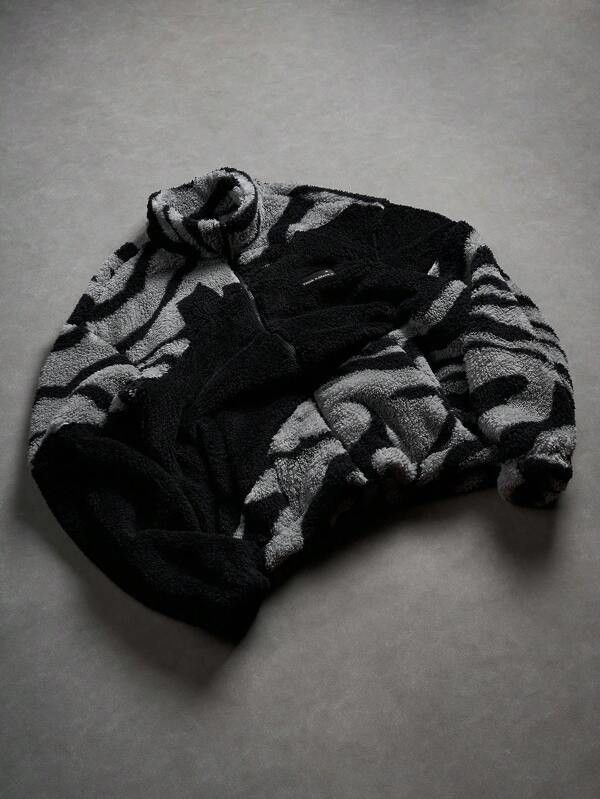 Japanese Brand Black & Grey Tiger Print Fleece Zip Up Jacket Size US M / EU 48-50 / 2 - 3 Thumbnail