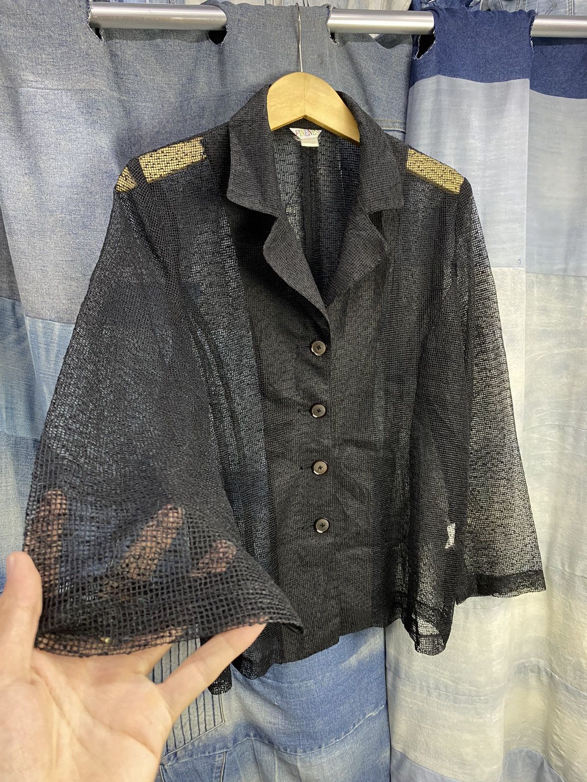 Beauty Beast × Japanese Brand × Vintage japanese lace shirt fishnet fineness Size US M / EU 48-50 / 2 - 2 Thumbnail
