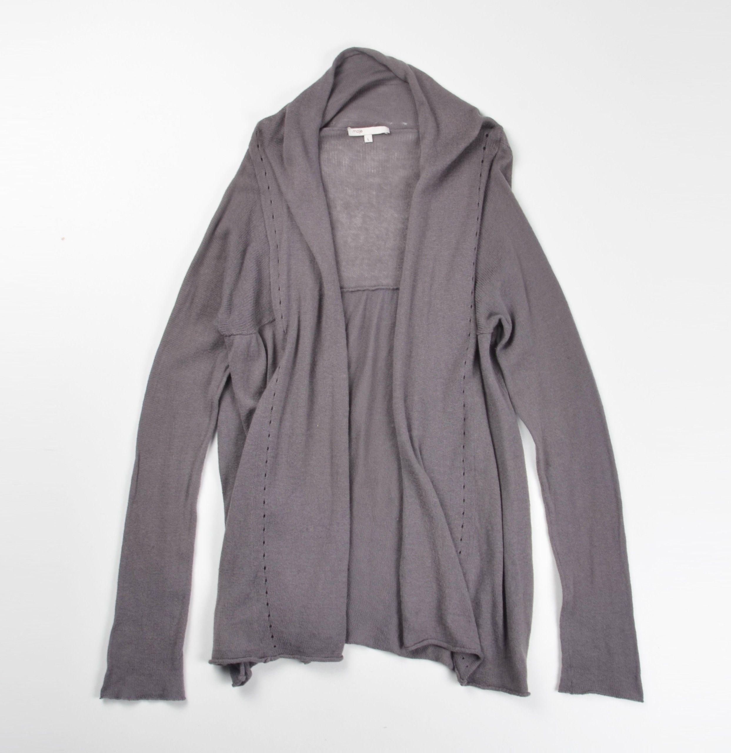 Maje Maje Cotton Cashmere Blend Gray Long Sleeve Open Cardigan Size L / US 10 / IT 46 - 4 Thumbnail