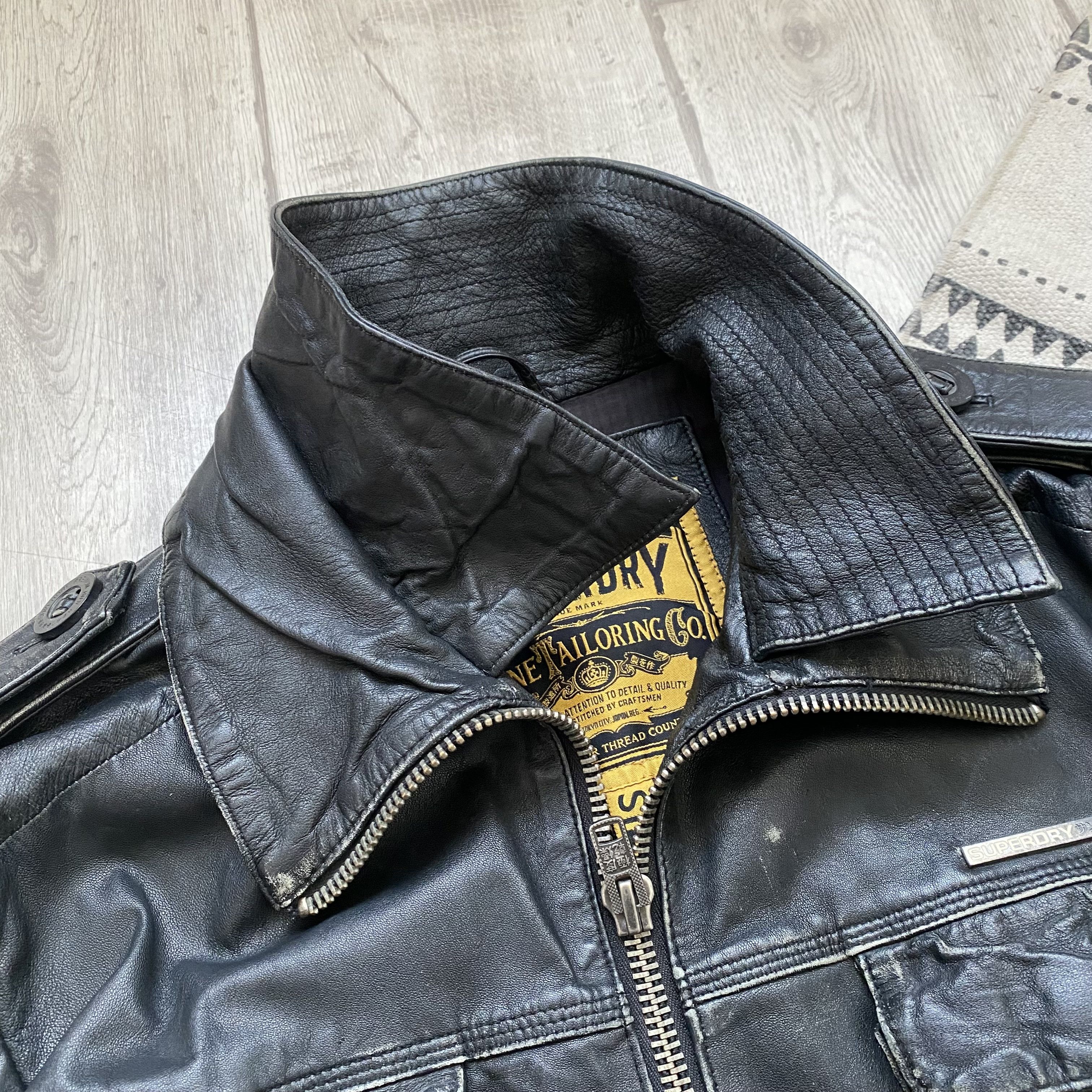 Genuine Leather Vintage Real Leather Biker Jacket japanese Superdry Size US L / EU 52-54 / 3 - 7 Thumbnail