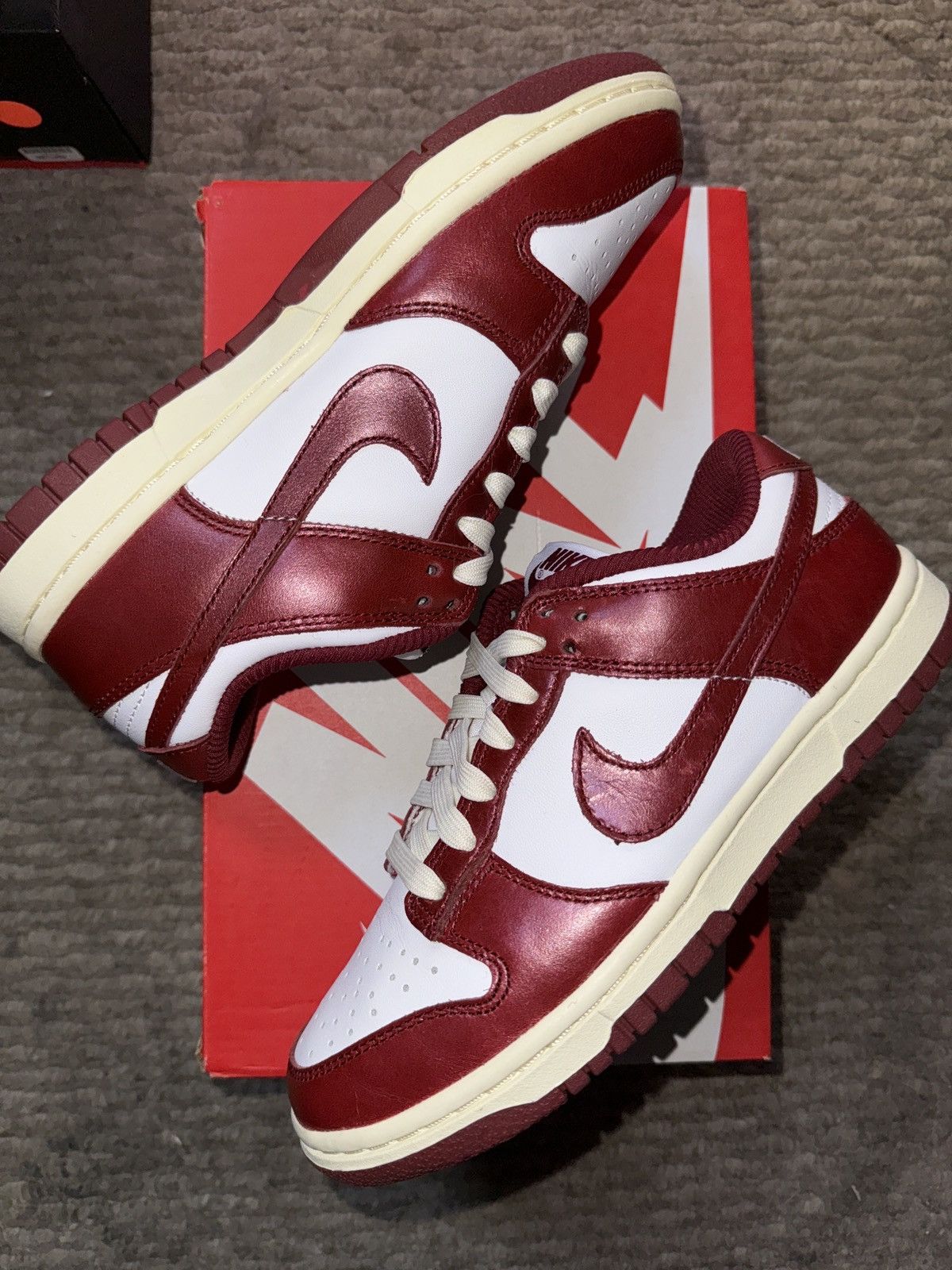 image of Nike Dunk Low Prm Vintage Team Red (Women’S) Shoes in Burgundy Red, Women's (Size 5)
