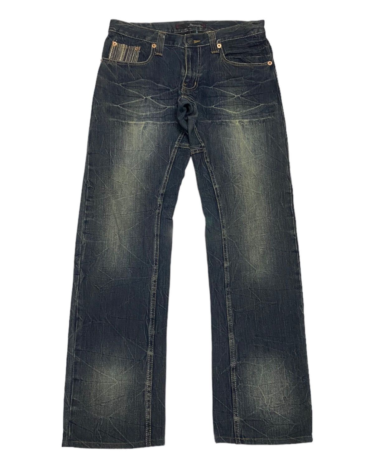 Japanese Brand RUSTY RIPPED🔥DOMINATE HANDCRAFTED DISTRESSED DENIM JEANS Size US 32 / EU 48 - 8 Thumbnail