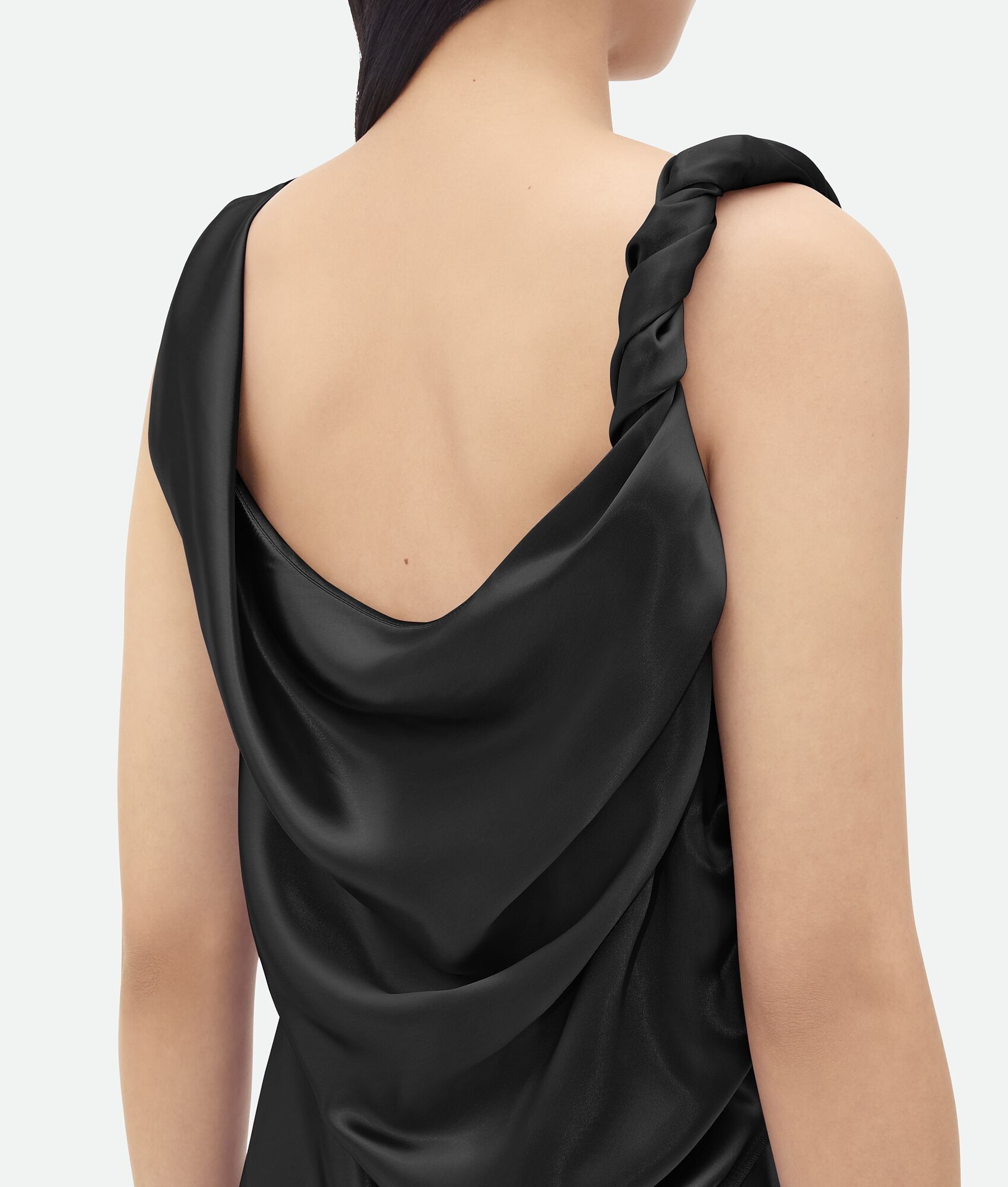Bottega Veneta o1n1vont0325 Washed Fluid Shine Viscose Satin Dress in Black Size XS / US 0-2 / IT 36-38 - 4 Thumbnail
