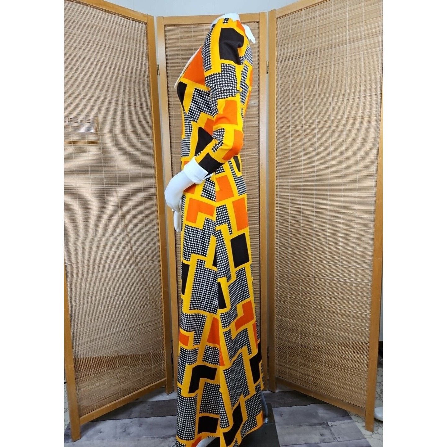 Vintage Vintage Psychedelic Dress Womens 12 Flashy Orange Yellow Geo Size S / US 4 / IT 40 - 7 Thumbnail