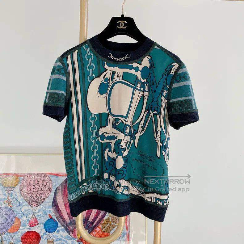 Hermes Hermes Green printed T-shirt Size XS / US 0-2 / IT 36-38 - 1 Thumbnail