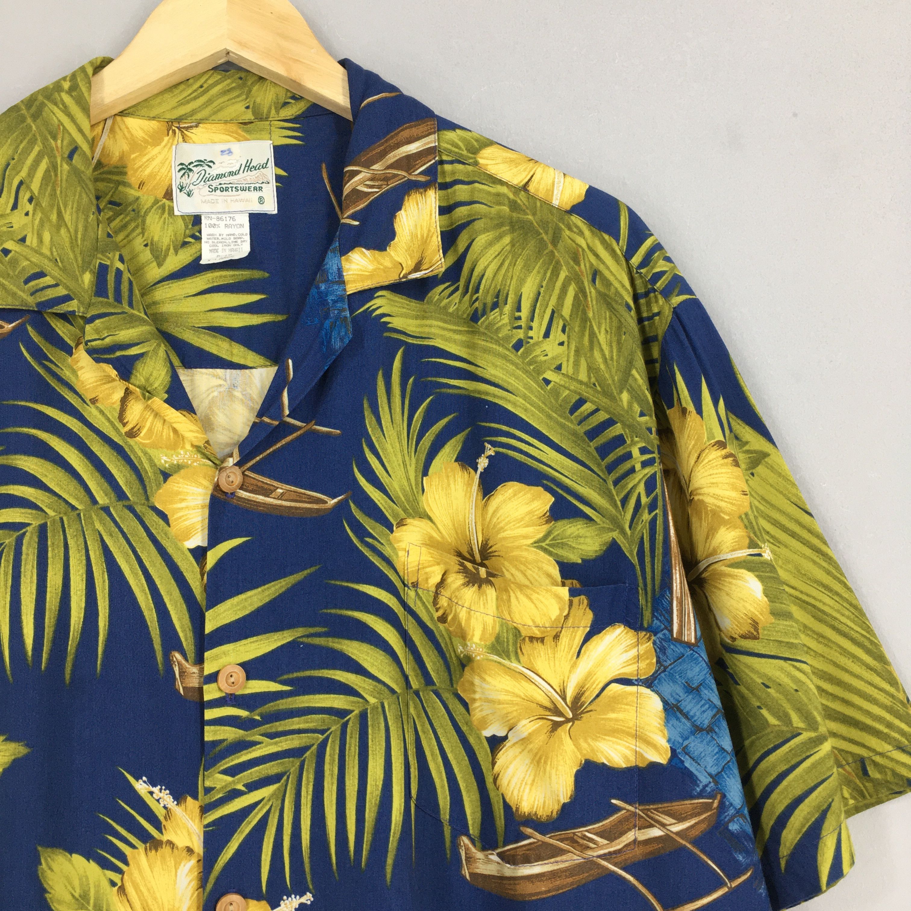 Vintage Vintage Diamond Head Floral Leaves Hawaii Shirt XLarge Size US XL / EU 56 / 4 - 2 Thumbnail