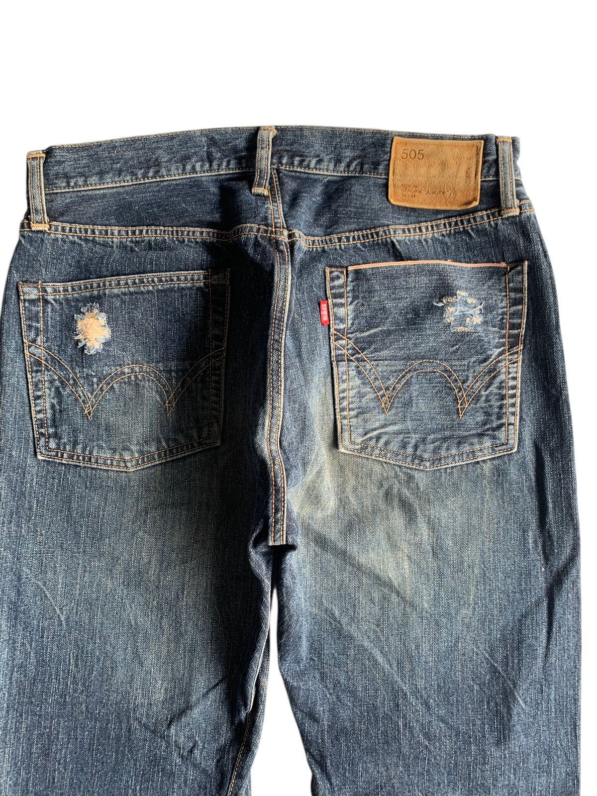Edwin VINTAGE EDWIN 505 SELVEDGE RUSTY SHORT DISTRESSED DENIM Size US 33 - 7 Thumbnail