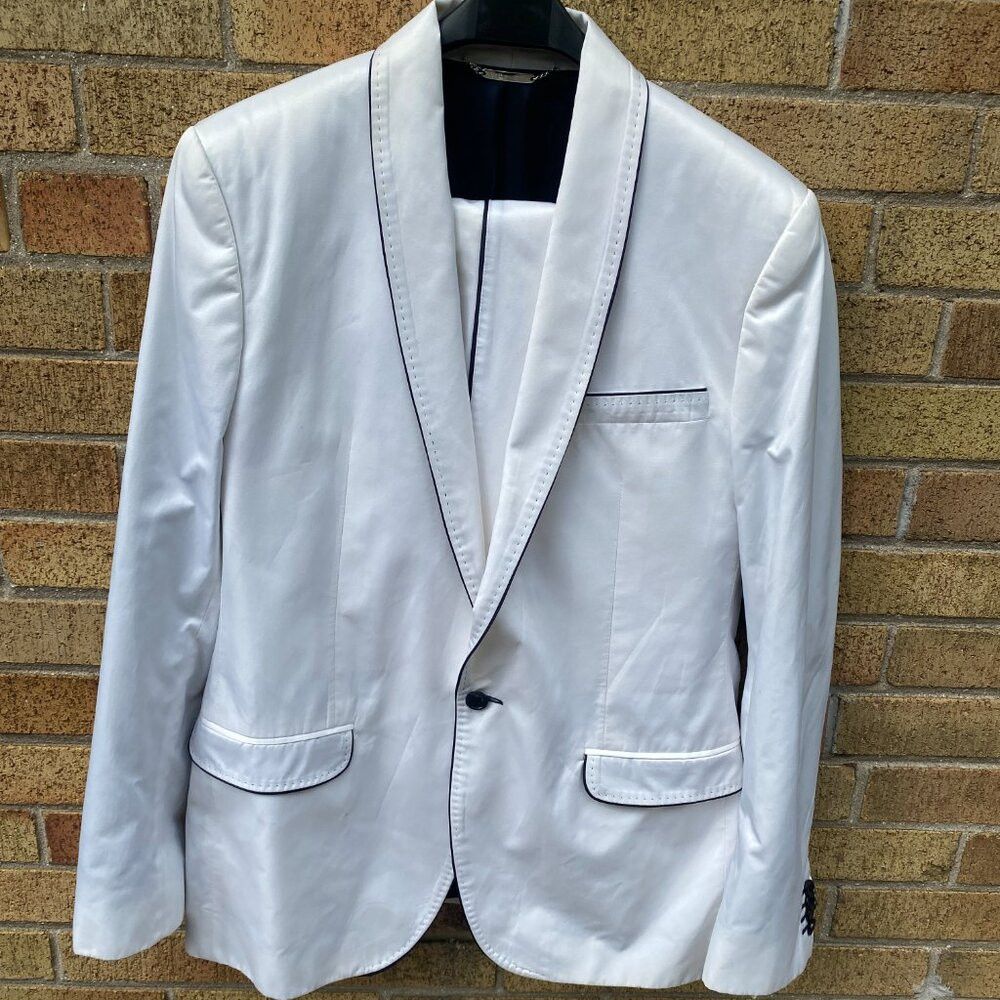 Dolce & Gabbana Dolce & Gabbana White Tuxedo Suit Jacket Wedding Suit & Pan Size 44R - 2 Thumbnail