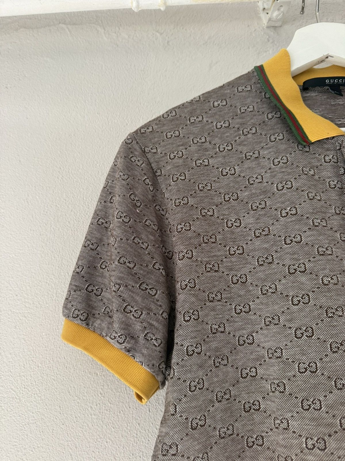 Gucci Monogram Cotton Polo with Yellow Tipped Collar Size US L / EU 52-54 / 3 - 5 Thumbnail
