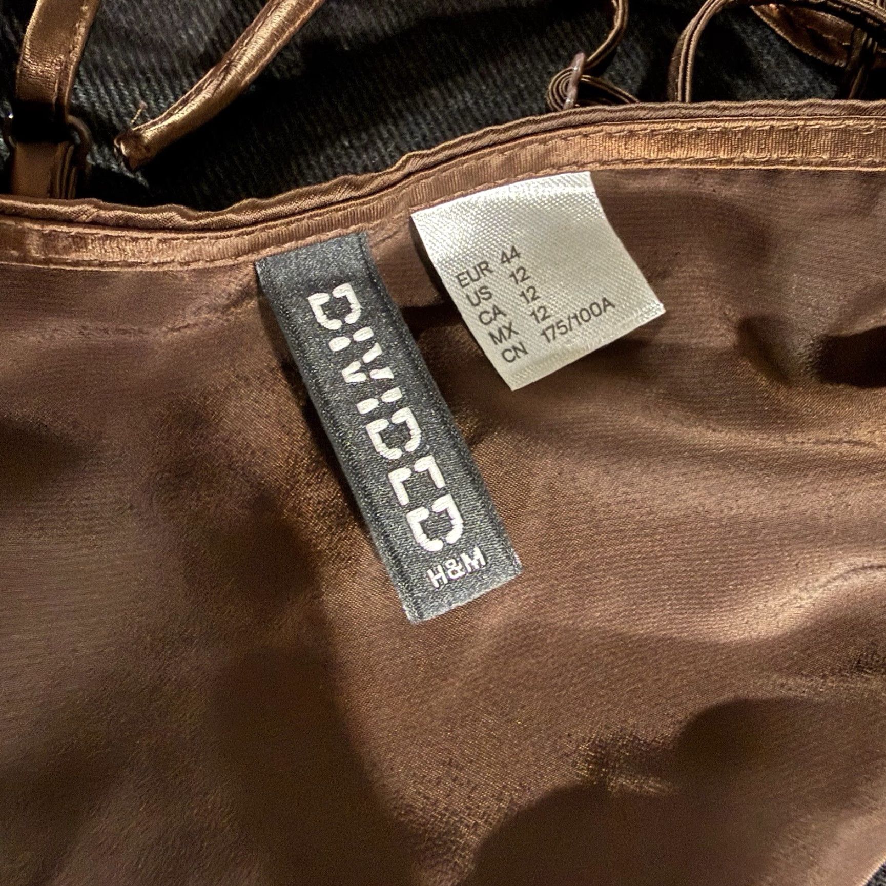 H&M VINTAGE H&M Divided Satin Tank Top Cropped Tie Backless Brown 12 Womens Size XL / US 12-14 / IT 48-50 - 3 Thumbnail