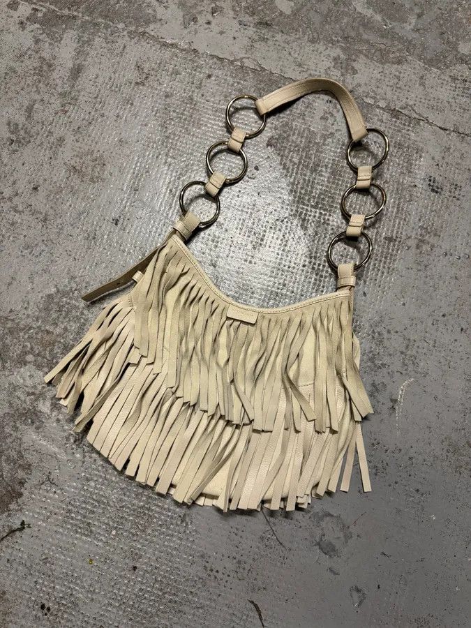 Yves Saint Laurent SS2003 Yves Saint Laurent Fringe Layered White Leather Handle Bag by Tom Ford Size ONE SIZE - 2 Thumbnail