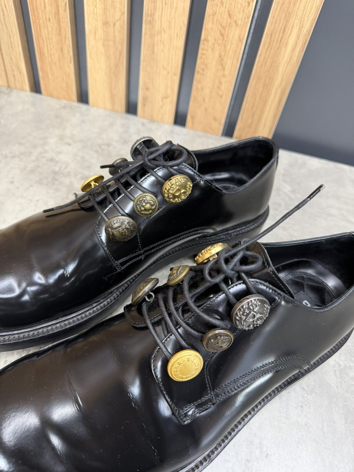 Dolce & Gabbana Dolce & Gabbana Black Leather Derby Shoes Size 9 Size US 10 / EU 43 - 17 Thumbnail