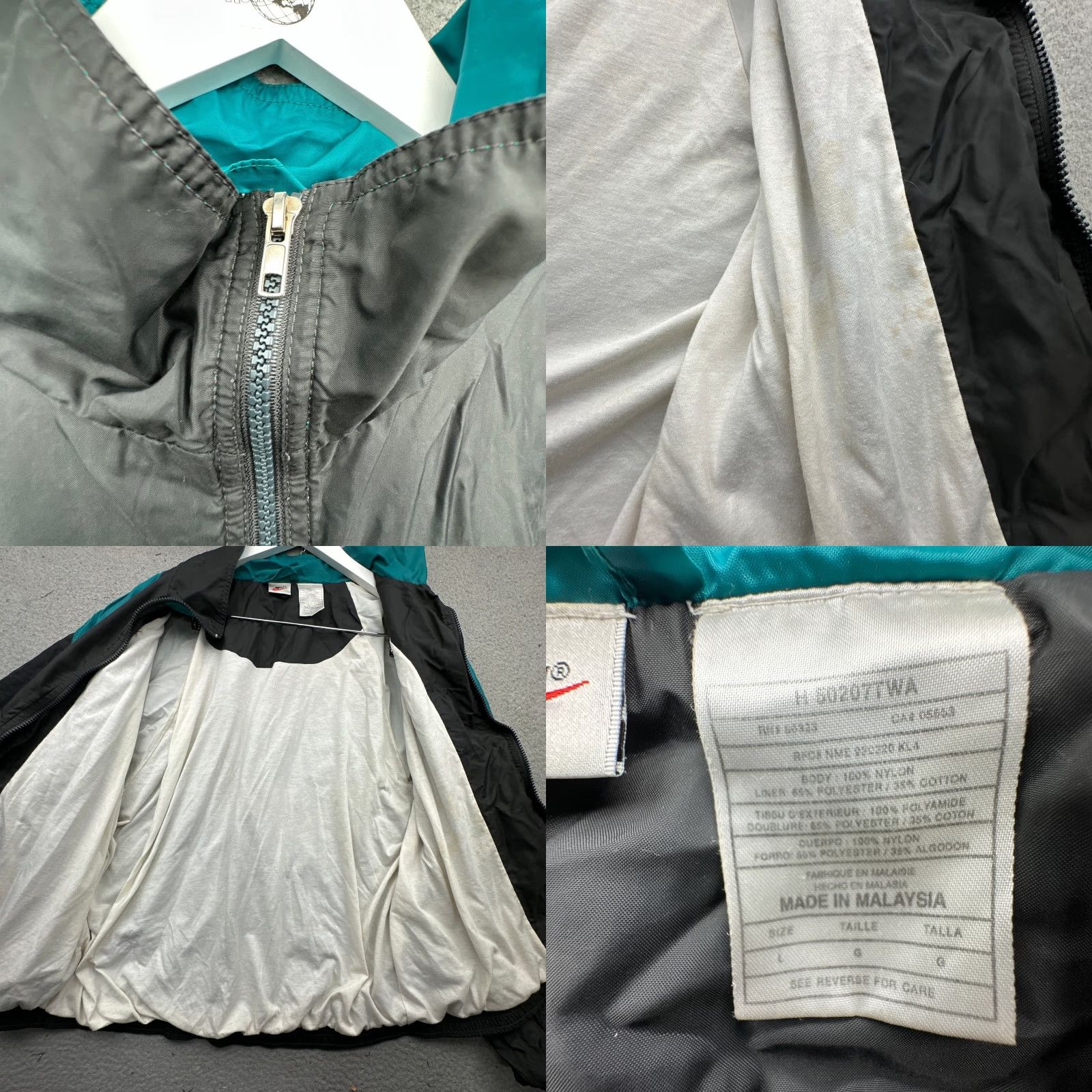 Nike VINTAGE 90s Nike Lined Teal Black Full Zip Windbreaker Jacket Mens Large Logo Size US L / EU 52-54 / 3 - 9 Thumbnail