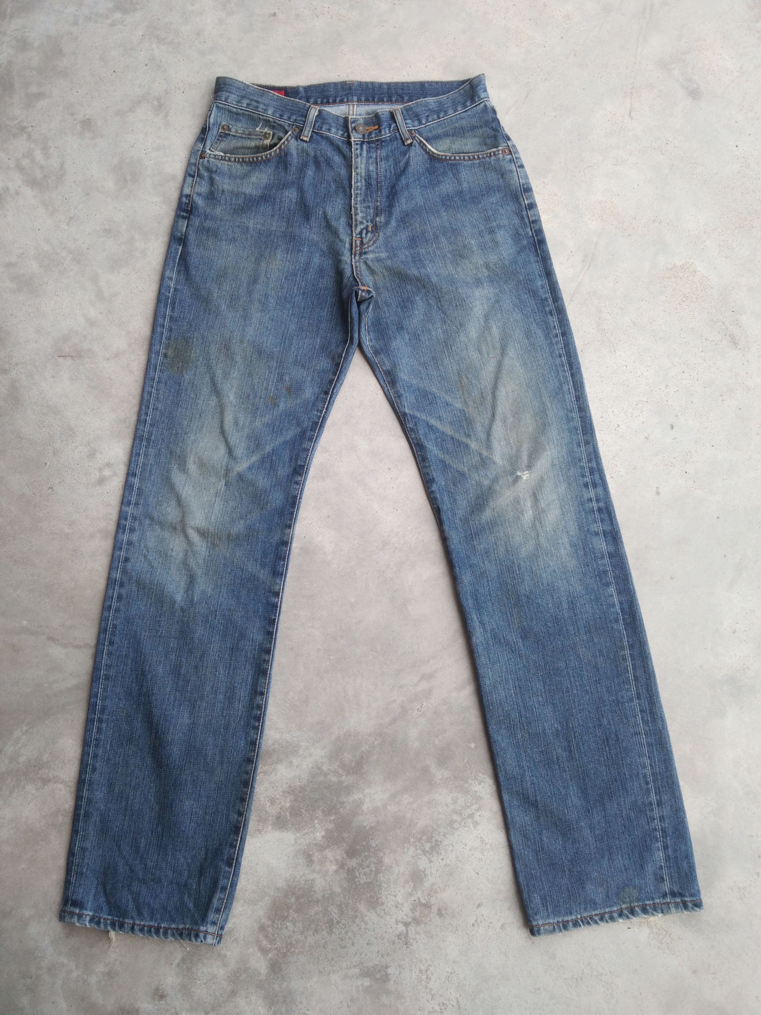 Japanese Brand Vintage Faded Blue Edwin 503 Distressed Jeans 31x34 Size US 31 - 1 Thumbnail