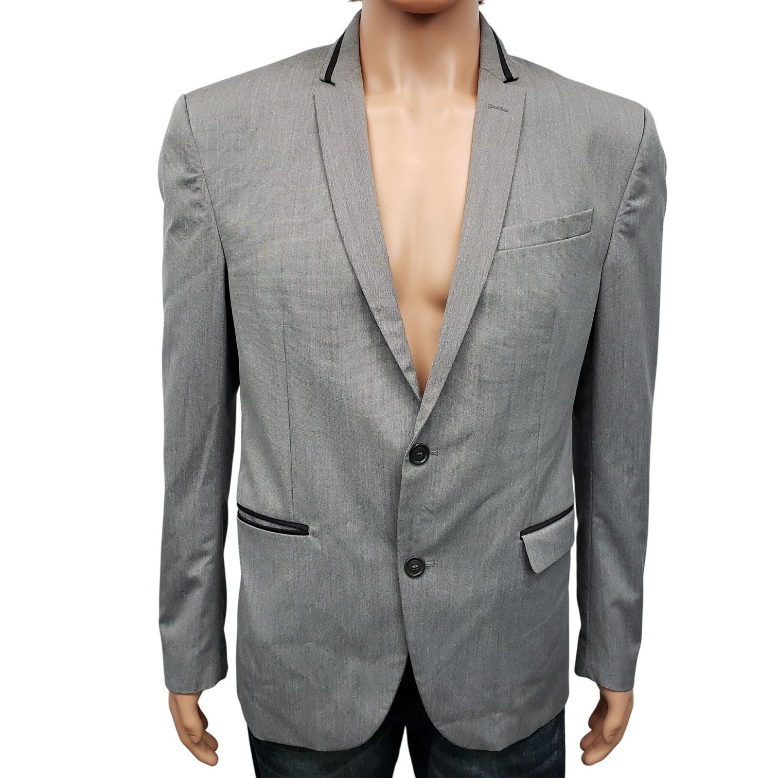 Zara Zara Man Blazer Jacket 40 Black Trim Floral Lining Vented Size 40R - 3 Thumbnail