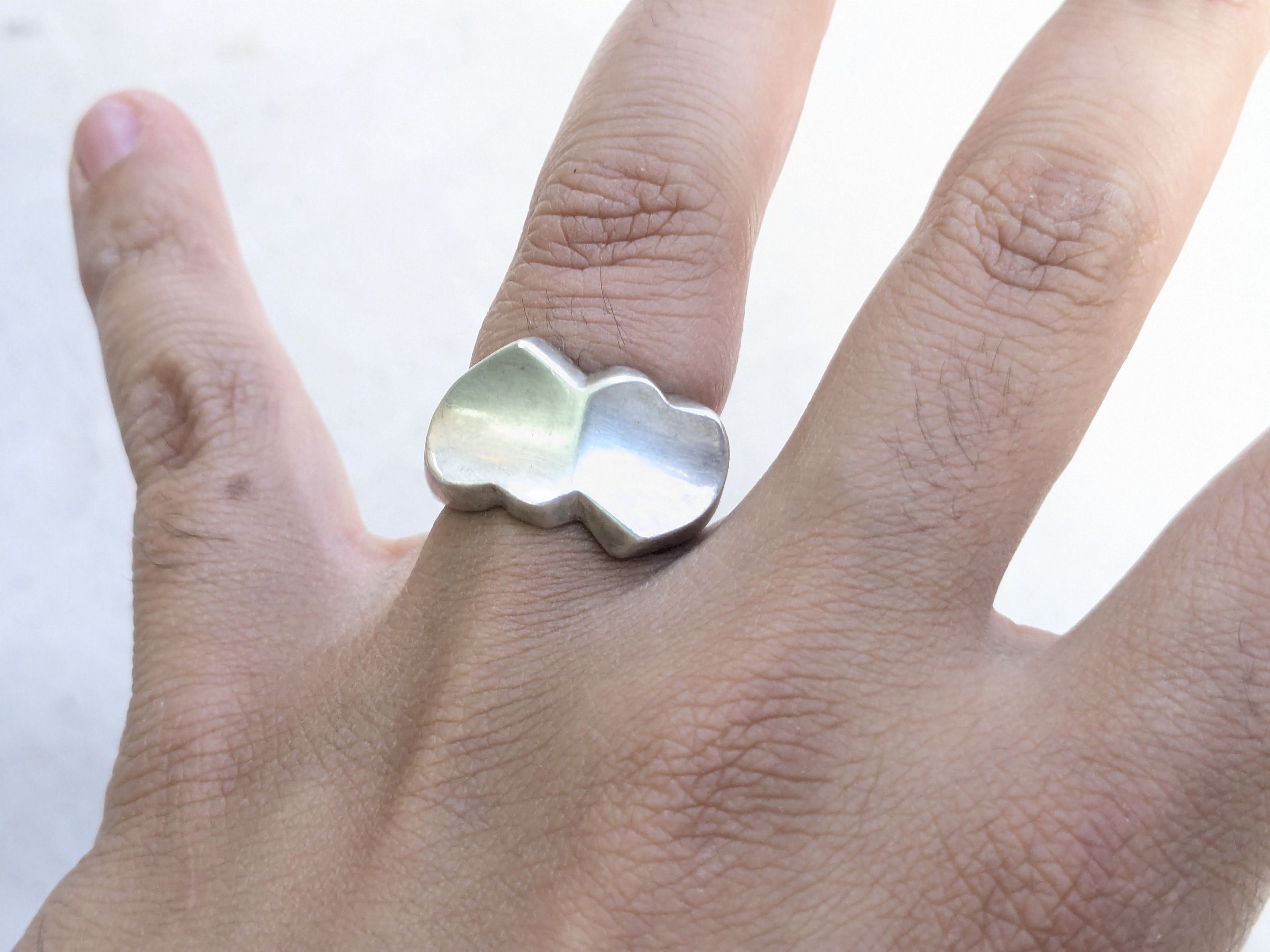 Jewelry Vintage Sterling Silver Ring Hearts 7.75 Taxco Mexico Size ONE SIZE - 12 Thumbnail