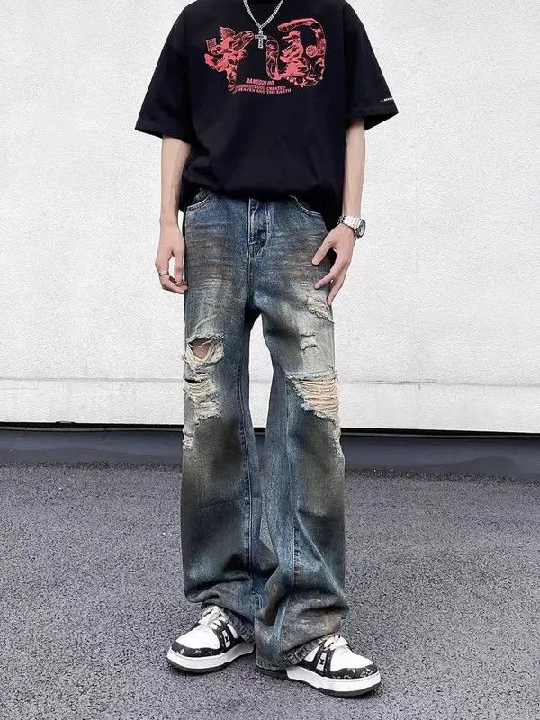 VIBE High street wasteland style ripped tie-dye baggy jeans Size US 30 / EU 46 - 2 Thumbnail