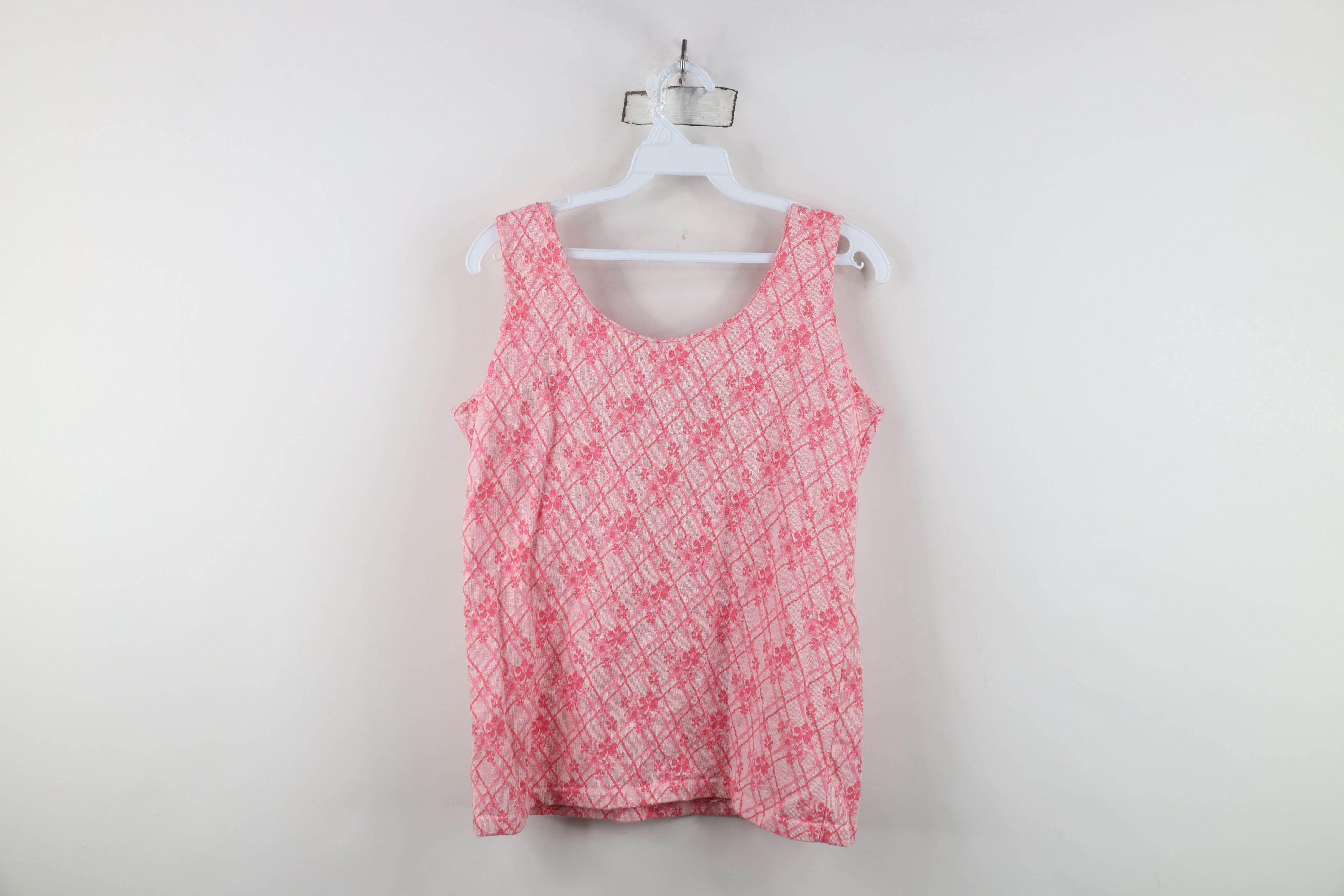 Vintage Vintage 70s Streetwear Flower Knit Tank Top T-Shirt Pink USA Size M / US 6-8 / IT 42-44 - 9 Thumbnail