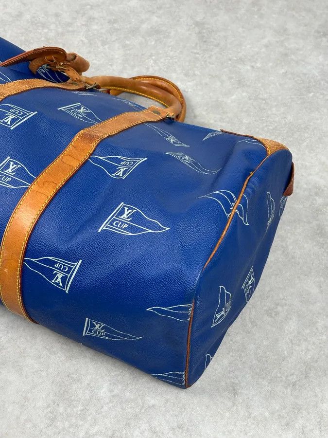 Louis Vuitton 1992 Louis Vuitton LV Cup Falgs Keepall 45 Blue Regatta Blue Leather Travel Bag Size ONE SIZE - 8 Thumbnail