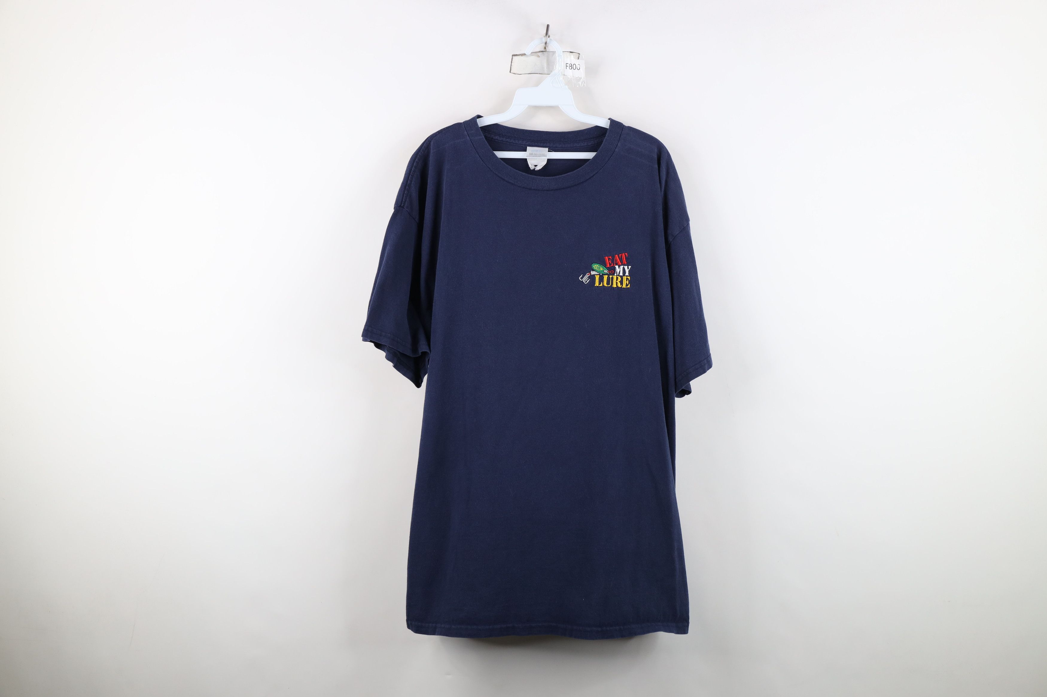 Vintage Vintage 90s Streetwear Eat My Lure Fishing T-Shirt Blue Size US XL / EU 56 / 4 - 1 Thumbnail