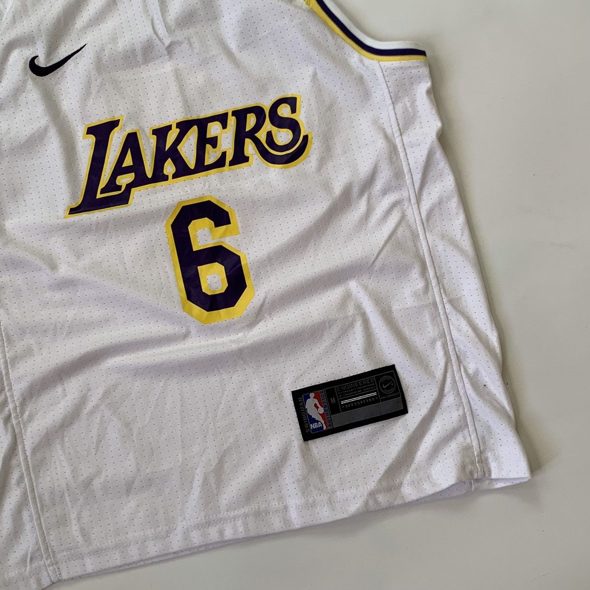 NBA Nike NBA Lakers Lebron James 6 White Jersey Size US M / EU 48-50 / 2 - 3 Thumbnail