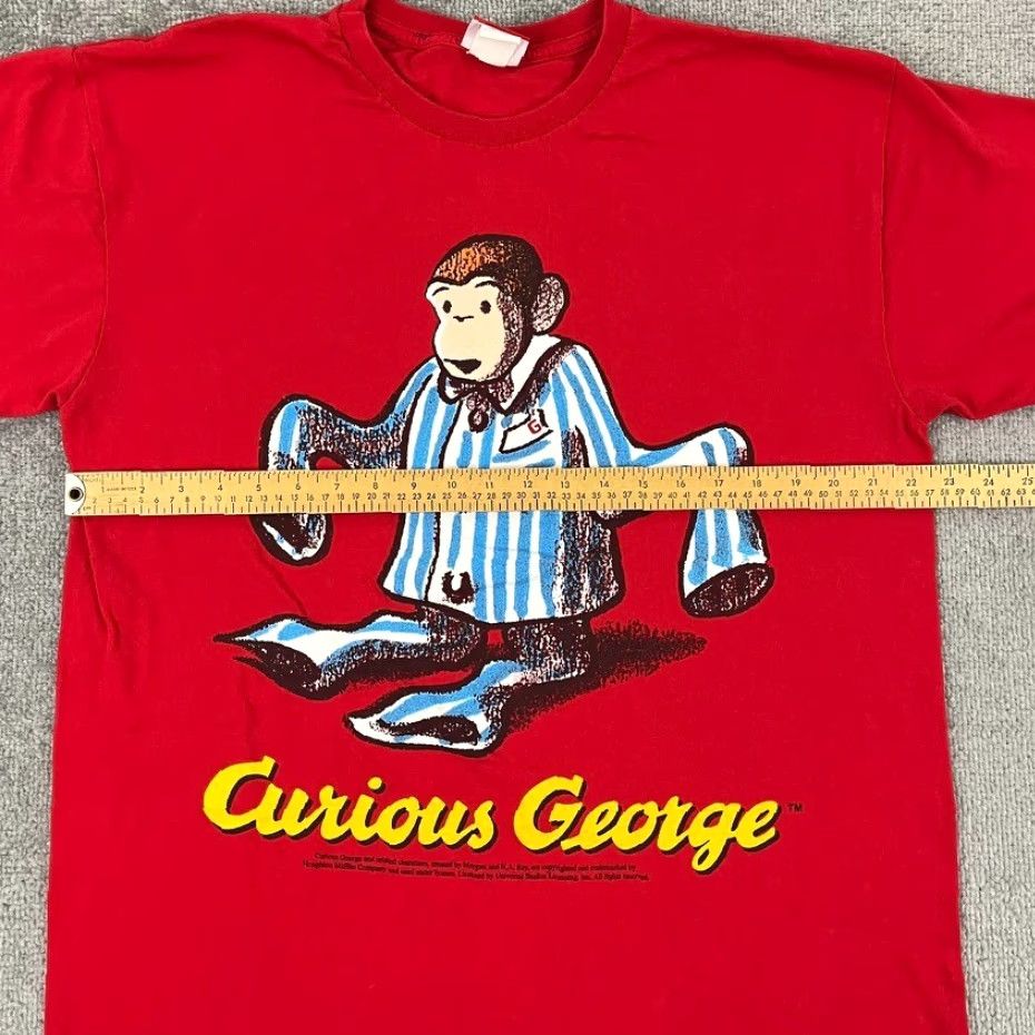George VINTAGE Curious George T-Shirt Adult Large Red Graphic Logo 90s Mens Size US L / EU 52-54 / 3 - 6 Thumbnail