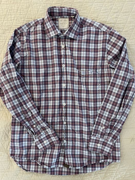 Billy Reid Check Print Spread Collar Sport Shirt Grailed