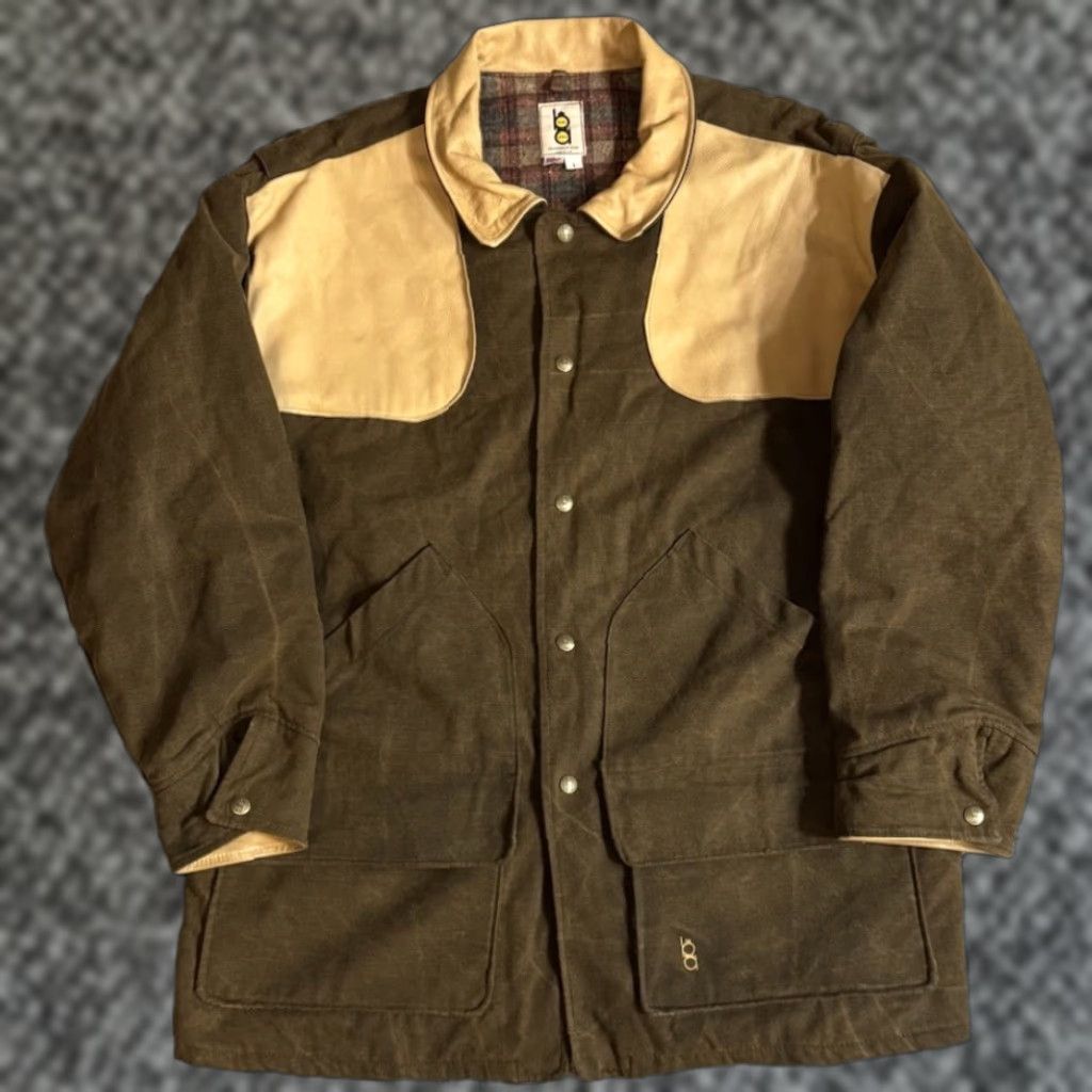 Vintage VINTAGE Bob Allen Brown Canvas Leather Blanket Lined Shooting Jacket Sz L Outdoor 1970s Leather Field Jacket Brown Mens? Size US L / EU 52-54 / 3 - 1 Thumbnail