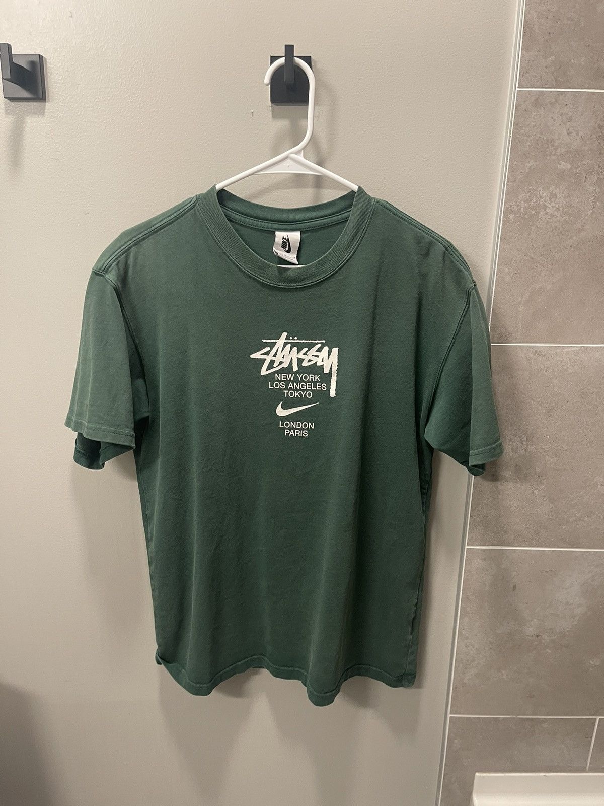 Pre-owned Nike X Stussy Logo T Shirt In Green