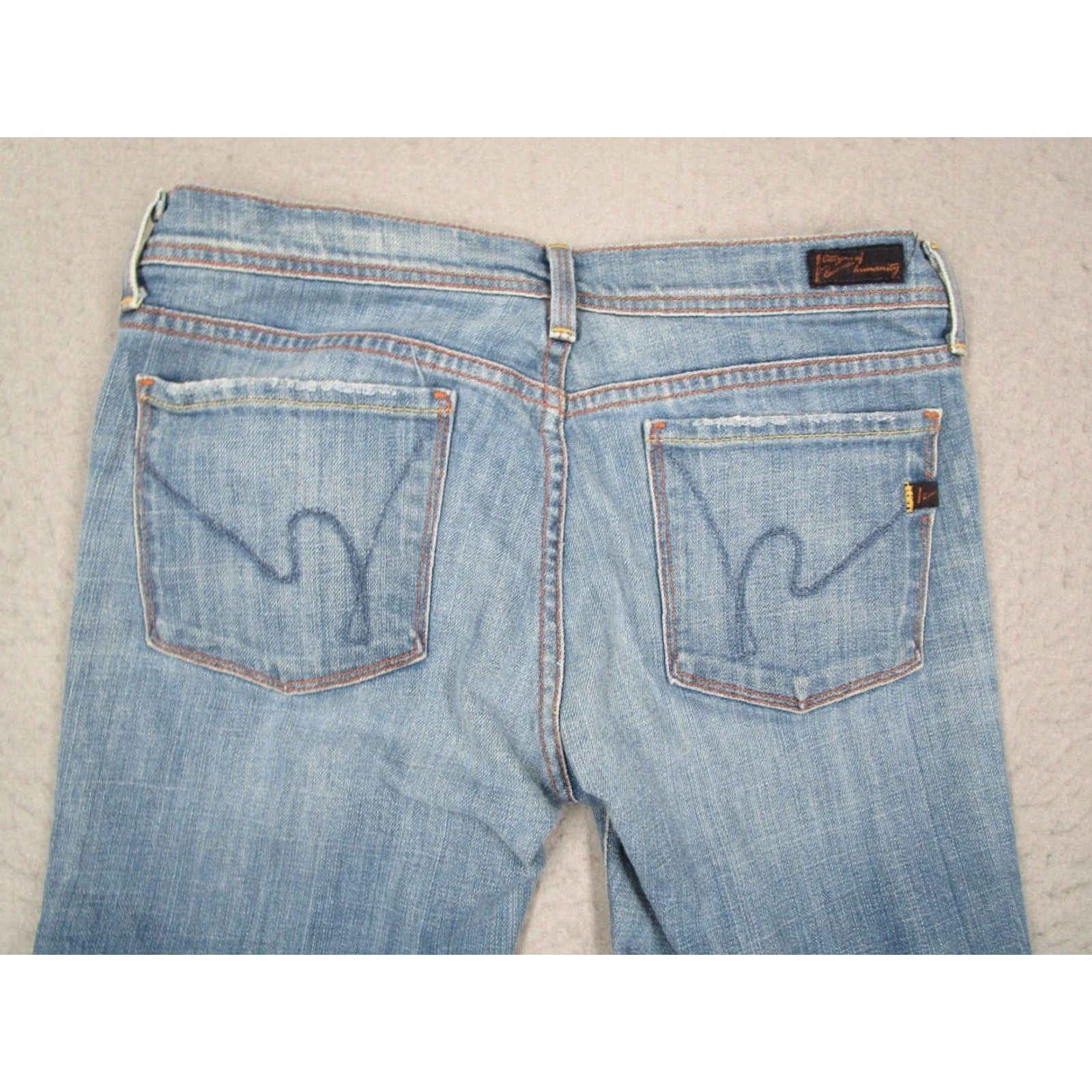 Citizens Of Humanity Citizens of Humanity Women's Blue Low Waist Flared Jeans Distressed Cotton Blend Size 28 Size 28" / US 6 / IT 42 - 7 Thumbnail