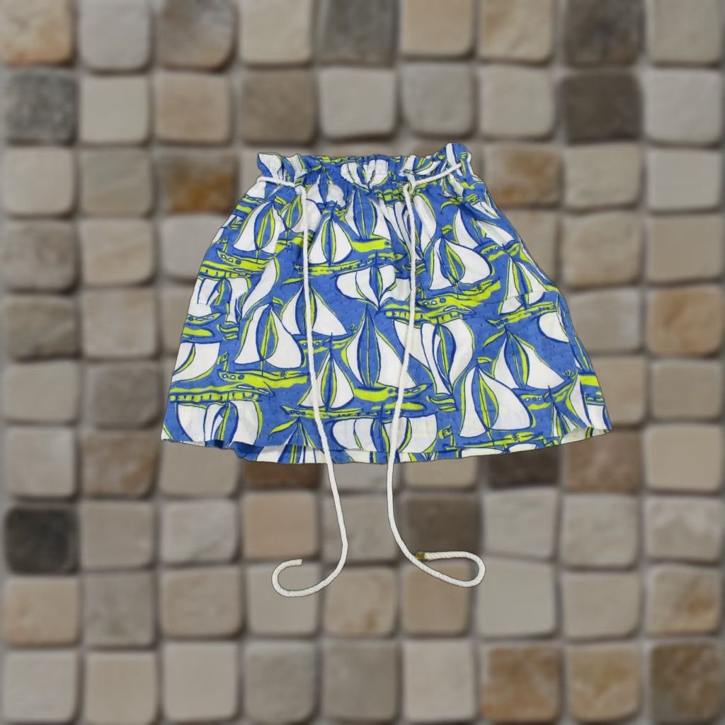 Lilly Pulitzer Lilly Pulitzer Skirt Womens XS Blue White Sailboats A-Line Cotton Polyester Short 90s? Size 26" / US 2 / IT 38 - 1 Thumbnail